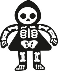 Skull Halloween Costume Clipart – Cute Hand Drawn Illustration