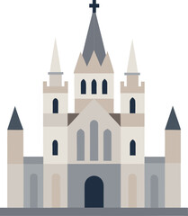 Fototapeta premium Minimalist Church Architecture Vector Art Flat Design Building Religious Structure Place of Worship Chapel Cathedral Drawing