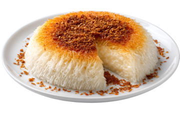 Deliciously toasted rice cake with crispy toppings on a white plate