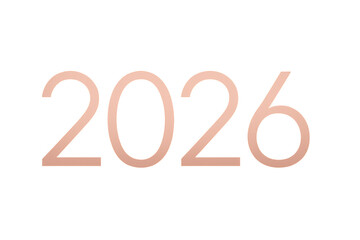 Rose gold 2026 year number on transparent background