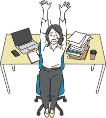 多忙で激務なデスクワークの女性のイラスト素材