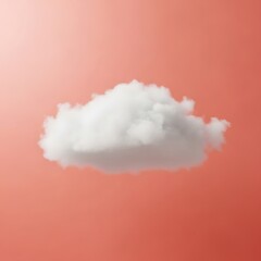 White cloud against pastel coral color background. Weather minimal concept.