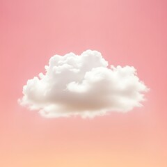 White cloud against pastel coral color background. Weather minimal concept.