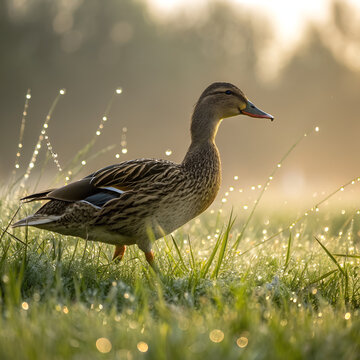 wild duck in the grass