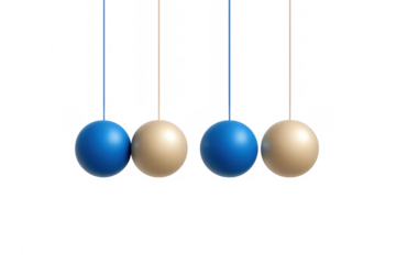 Newton's cradle spheres demonstrating physics of energy transfer
