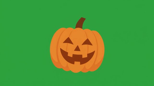 Festive Jack-o'-Lantern on a Green Background A Cheerful Illustration for Halloween Celebrations and Festive Decor