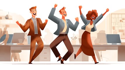 Celebrating Success Joyful Teamwork in Office Business People Cheering Victory