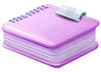Glossy pink notebook with bookmark, spiral binding