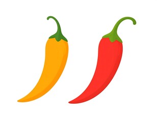 Cartoon image showing two stylized chili peppers, one orange and one red, with green stems