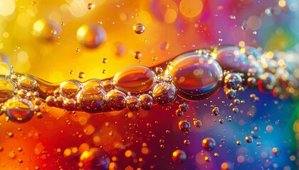 Abstract Close-up Bubbles Floating in a Colorful Liquid Background Image