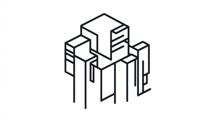 Isometric Cityscape Abstract Building Design, Urban Development,  Architecture Illustration