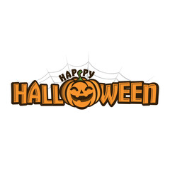 Scary pumpkin halloween logo