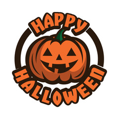 Scary pumpkin halloween logo