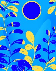 Colorful wallpaper with leaves and plant design smooth art, flashing color 