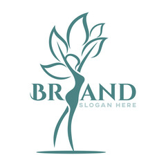 Modern tree woman logo