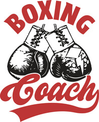 Motivational boxing coach design for fitness and sports apparel, a powerful statement for trainers and athletes, conveying strength, guidance, and expertise