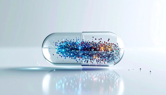 Transparent Capsule Transforming into Digital Data Particles