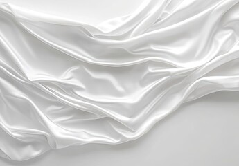 Obraz premium Silky white fabric drapes, soft folds, light catching shine