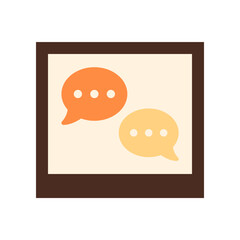 Orange and Yellow Chat Icons in Polaroid Style Flat Design
