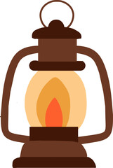 Vintage Lantern with Burning Flame Illustration