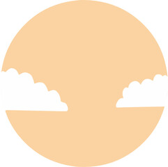 Minimal Circle Sky Illustration with Clouds
