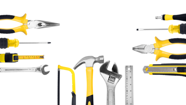 Professional Hand Tool Set on transparent background png
