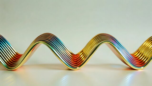 Closeup of a colorful metallic spiral on a light background