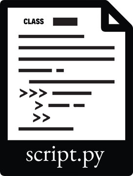 Minimal Black Source Code File Icon with &ldquo;script.py&rdquo; Label