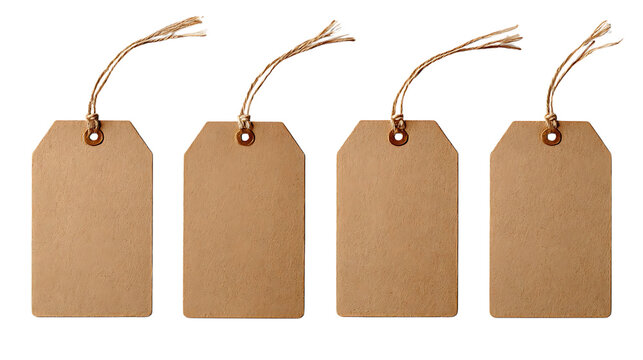 Blank brown gift tags with string for labeling presents