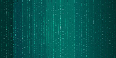 Abstract digital background with vertical lines and circular elements in shades of teal and green