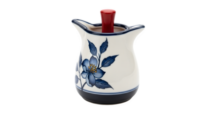 Ceramic toothpick holder isolated on transparent background, a decorative container for storing and dispensing toothpicks in a stylish manner