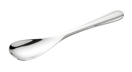 Elegant silver spoon isolated on transparent background, showcasing its sleek design and polished surface, perfect for serving or adding a touch of sophistication