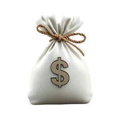 Money bag tied with rope, dollar sign