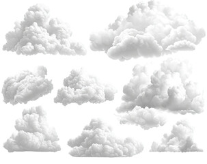 Fluffy, white cumulus clouds in an airy, whimsical arrangement