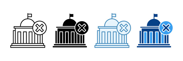 Closed Government Building  Icon Set Multiple Style Collection