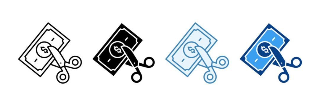 Budget Cut  Icon Set Multiple Style Collection