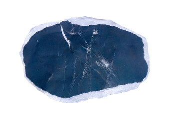 blue torn paper on white background isolated