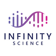 DNA vector logo design in the shape of a colorful infinity emblem with a modern, simple, clean and abstract style.