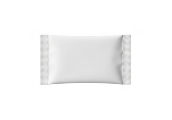 A plain white square sachet or packet with sealed edges isolated on transparent background