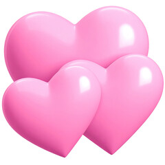 Three glossy pink hearts, layered