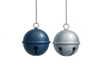 Blue and silver jingle bells hanging christmas decoration