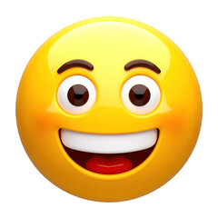 Gleaming yellow emoji face smiling with rosy cheeks