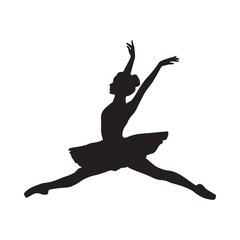 Silhouette of a ballerina performing a graceful leap in a tutu © MSTRAHELA