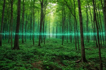 Obraz premium Fusion of nature and technology: Eco-friendly data communication