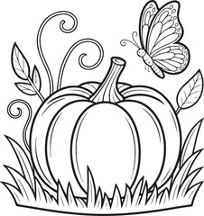 Festive halloween pumpkin illustration with autumn colors