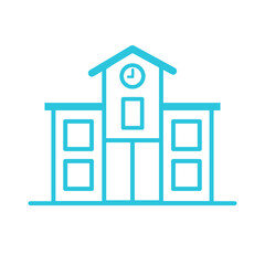 School icon. Isolated on white. Blue icon
