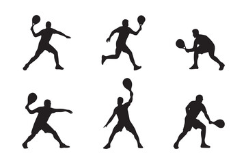 man playing padel pose silhouette