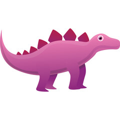 Pink Stegosaurus Dinosaur Side View Cartoon Illustration Transparent Background