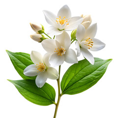 Obraz premium Jasmine flowers and leaves isolated on transparent background