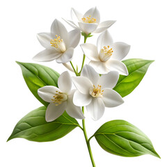 Obraz premium Jasmine flowers and leaves isolated on transparent background